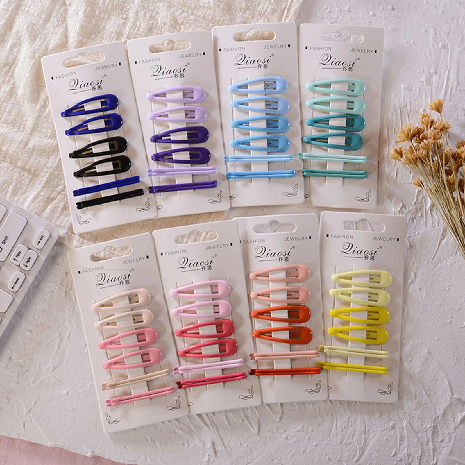 

6Pcs/Pack Candy Color Paint Clips Headwear Set Children Water Drop Shaped Hairpins Kids Simple Sweet Hairgrips Girls Accessories