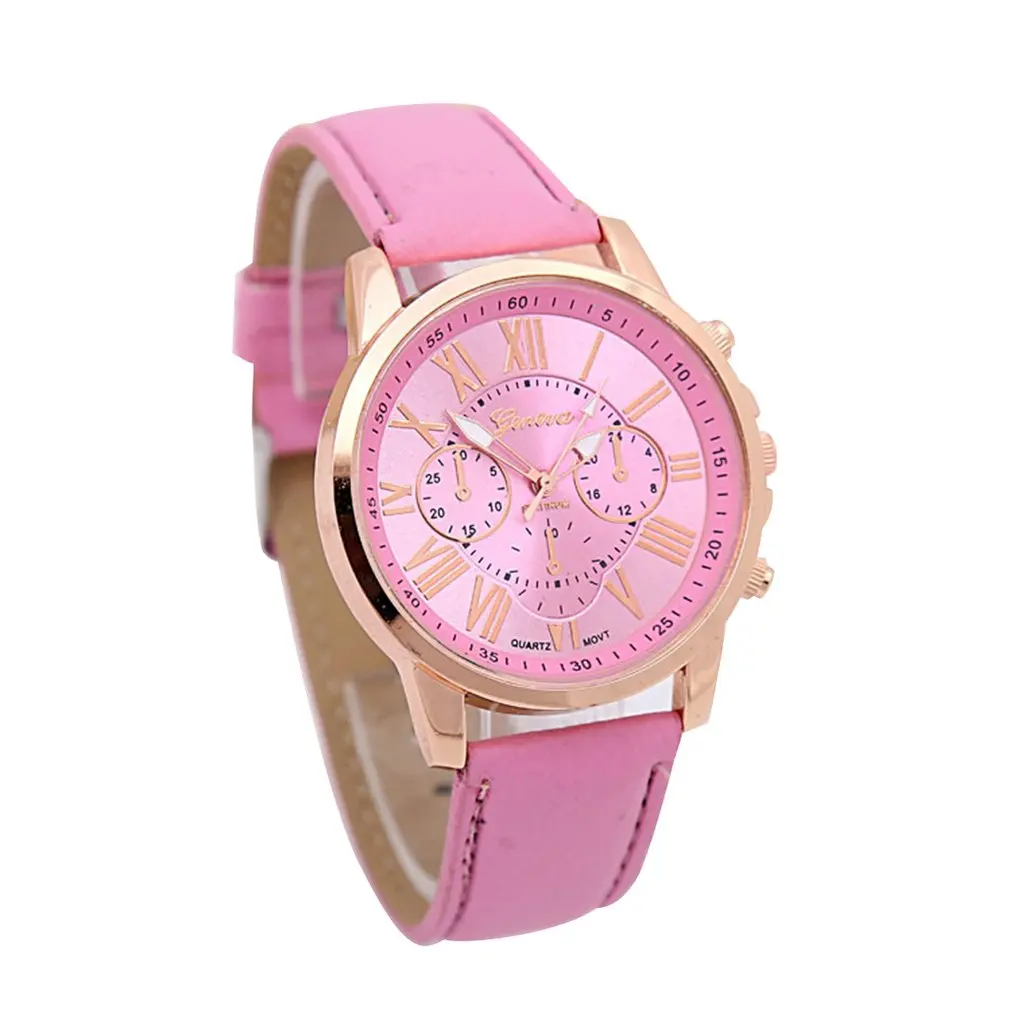 Fashion Brand Multi-function Analogue Round Big Dial Quartz Leather Strap Watch Wristwatch Coloful Strap