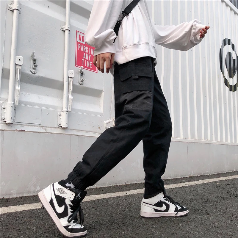 

Bib Overall Men's and Women's Autumn 2019 Loose BF Slimming Straight All-Matching Student Handsome Ankle-Tied Sports Pants Ins