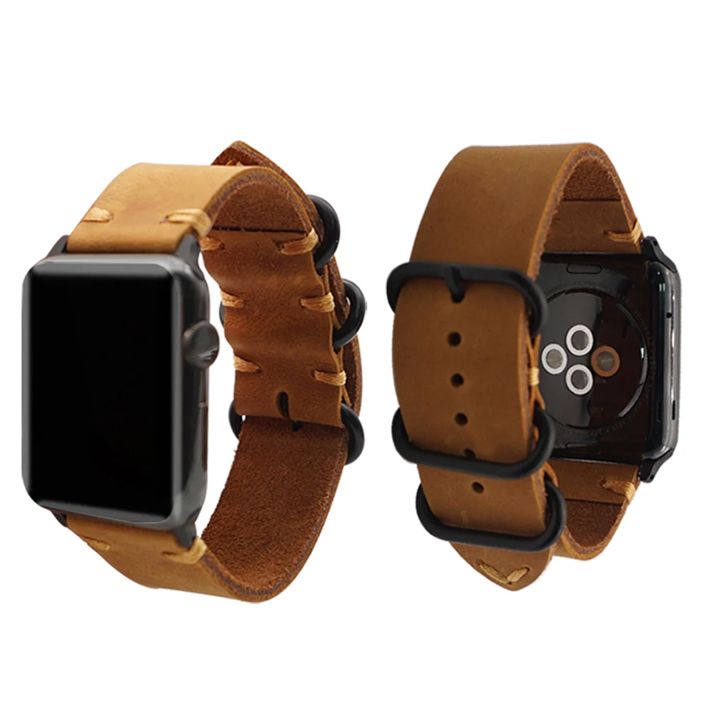 Ремешок кожаный для Apple Watch SE 6 5 4 3 2 1 38 мм 40 мужской коричневый браслет из