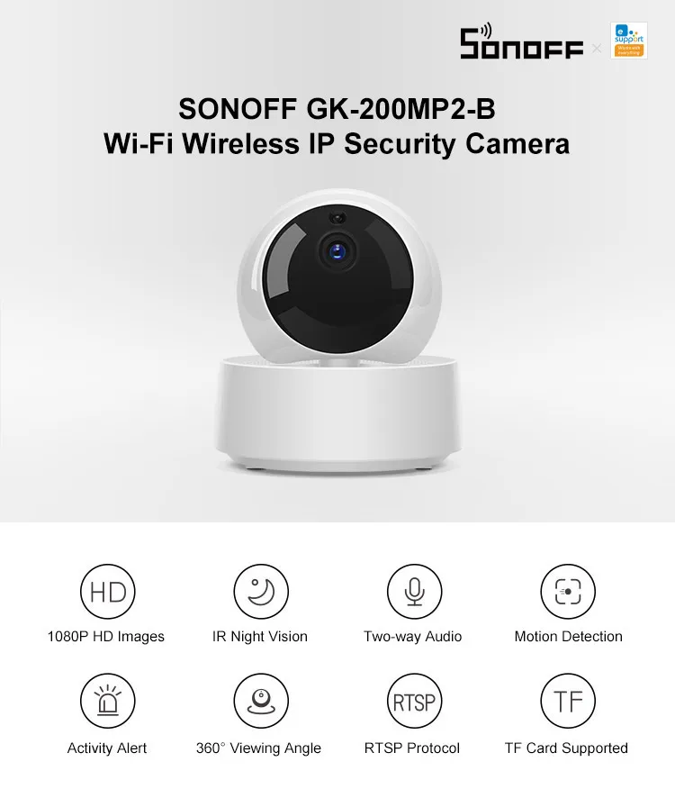 SONOFF GK-200MP2-B, умная Мини Wifi камера, беспроводная, 1080 P, HD IP камера, 360 IR, ночное видение, детский монитор, камера наблюдения s