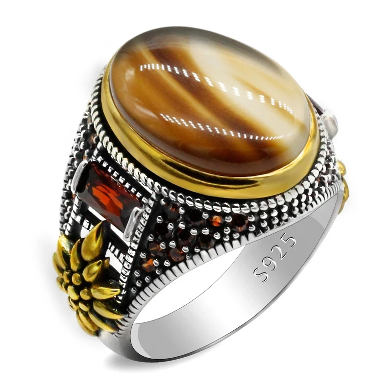 

Кольцо унисекс из серебра 925 пробы, с натуральным ониксом, в турецком стиле