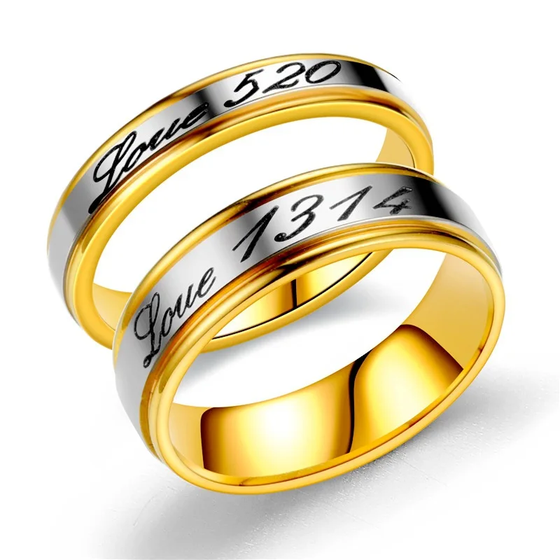 

Sinogaa Fashion Gold Love 520 1314 Rings Memory Wedding I Love You Lifetime Couple Valentine's Day Ring Jewelry Dropshipping