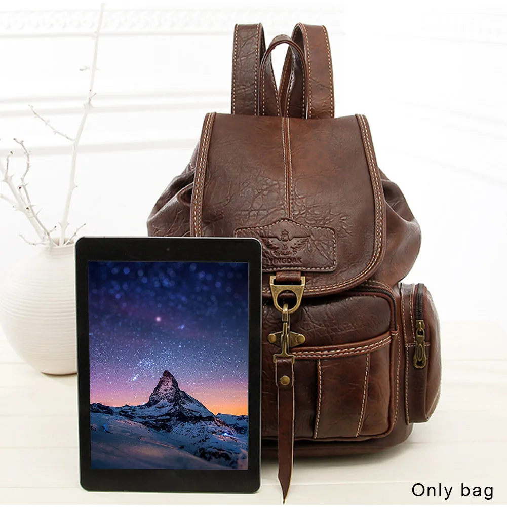 Women Backpack Top Handle Soft Casual Hook Closure Solid Large Capacity Travel School PU Leather Students Fashion Multi Pocket | Багаж и