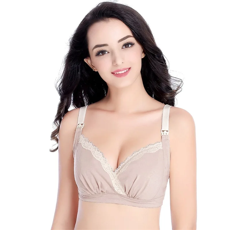 Conjunto de sujetadores de lactancia de algod&oacute;n para mujer, ropa interior de embarazo, Sujetador de lactancia-5