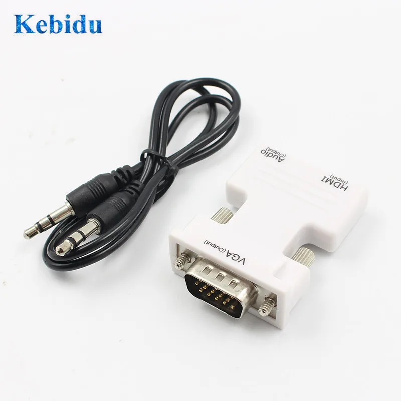 Адаптер KEBIDU HDMI совместимый с VGA/3 5 мм преобразователь аудиоразъема Мама папа