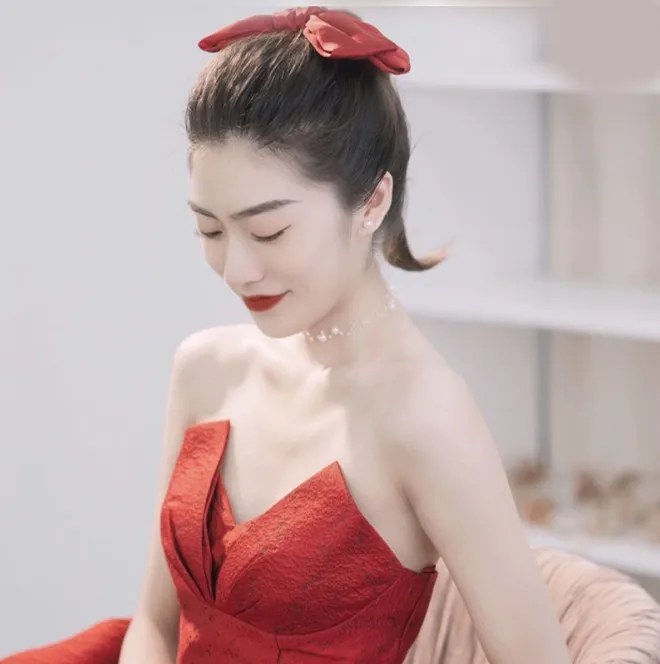 Модная заколка для волос с большим бантом Милая Красная цвета слоновой кости