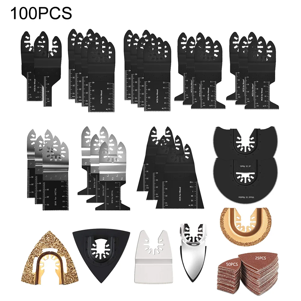 

100pcs/set Easy Install Cutting Assorted Replacement Parts Multitool Accessories Woodworking Home Oscillating Saw Blades Kit