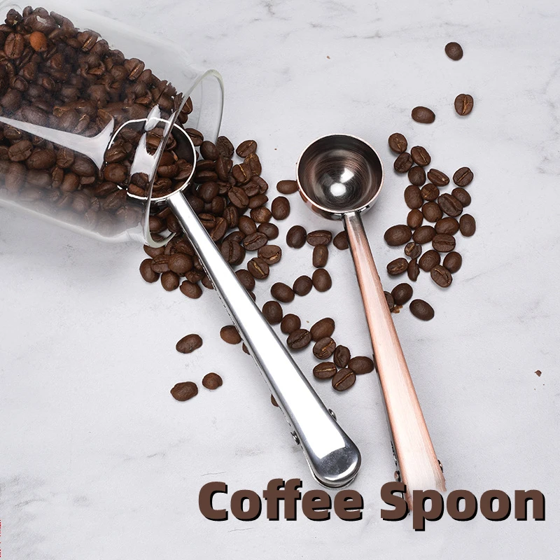 

2in1 Stainless Steel Coffee Spoon Milk Powder Tea Sealing Clip Multifunctional Measuring Spoon Coffee Tool Accessories