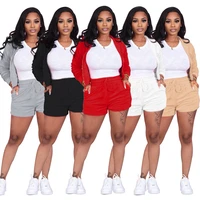 tracksuit women shorts sets fashion hoodie long sleeve zip up hoodie two piece set casual sexy shorts set womens sports suit