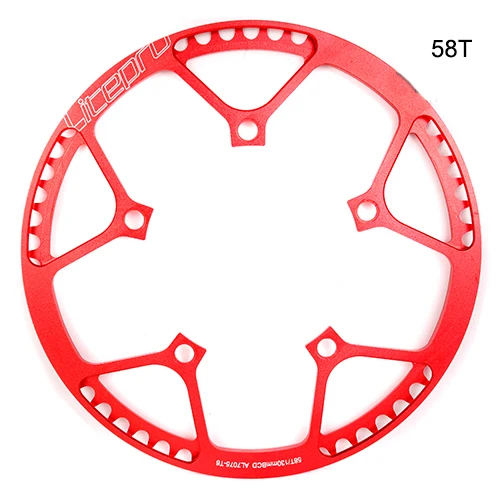 58T Red chainring Litepro трек велосипедный шатун бензопила 130BCD 41T 45T 47T 53T 56T 58T одна скорость BMX цепь колеса 170 мм складной велосипед рукоятка - Color: 58T Red chainring