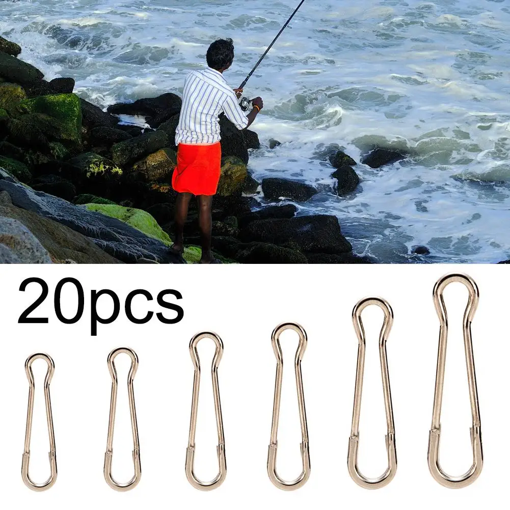 20Pcs Stainless Steel Bass Carp Fishing Snap Swivel Hook Connector Lures Clips For Fishhook Lure Accessories | Спорт и развлечения
