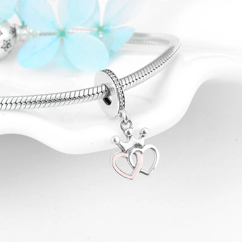 Мода 925 Серебряный Крест сердца носить венец талисманы Подвески подходят к