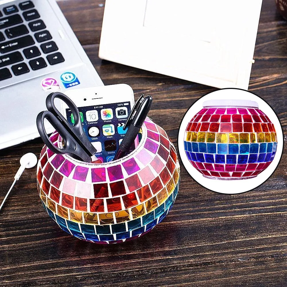 Мозаичный стеклянный шар светодиодный солнечный меняющий цвет светильник