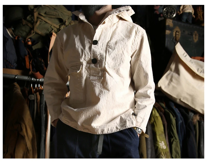 Винтажный Bronson 1930s USN Dungaree Smock Submariner пуловер парка свободная посадка