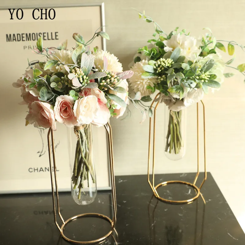 

YO CHO Silk Peony Flower Wedding Bouquet Artificial Pompon Hydrangea Flower Bride Sister Bouquet Bridesmaid Home Wedding Decor