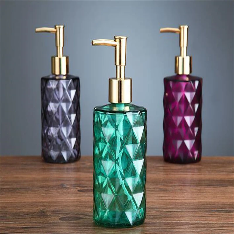 

330ml Manual Soap Dispenser Transparent Glass Hand Sanitizer Bottle Container Vacuum Bottle Bathroom Flower Shape Dispenser Set