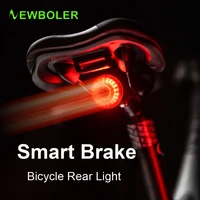 newboler smart bicycle induction taillight auto start stop road bike led light waterproof tail light usb cycling back rear light