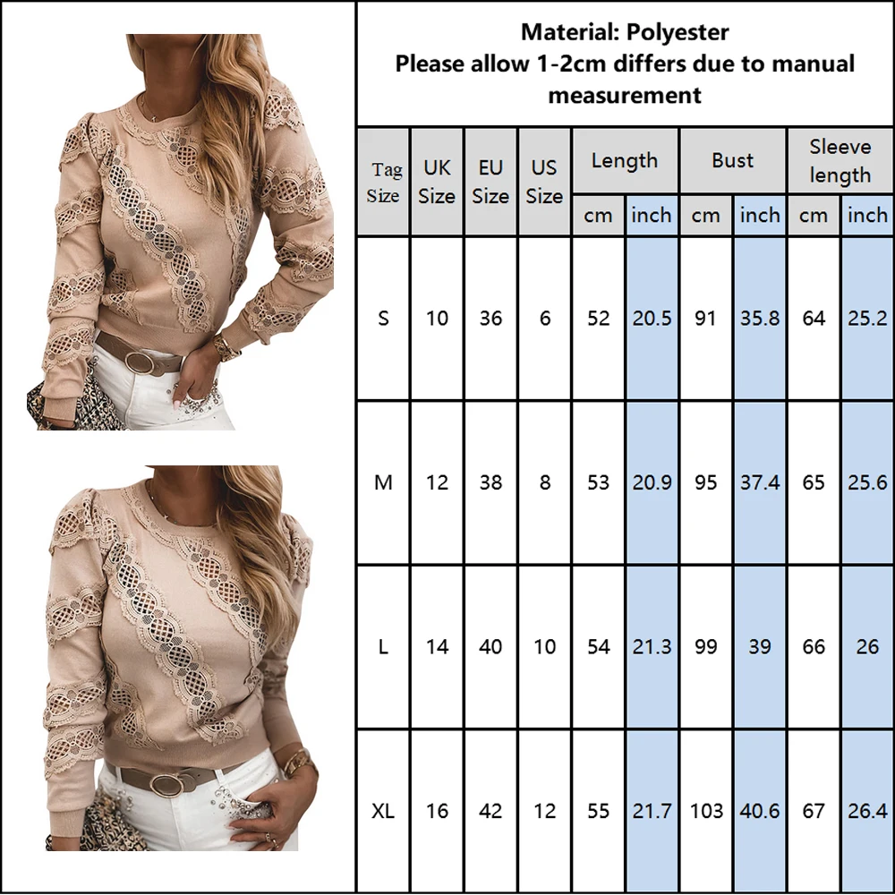 

Lace Stitching Blouse Tops Ladies Spring Fall Long Sleeve Round Neck Shirt 2021 Elegant Office Women Ruffles Blouses Shirts D30