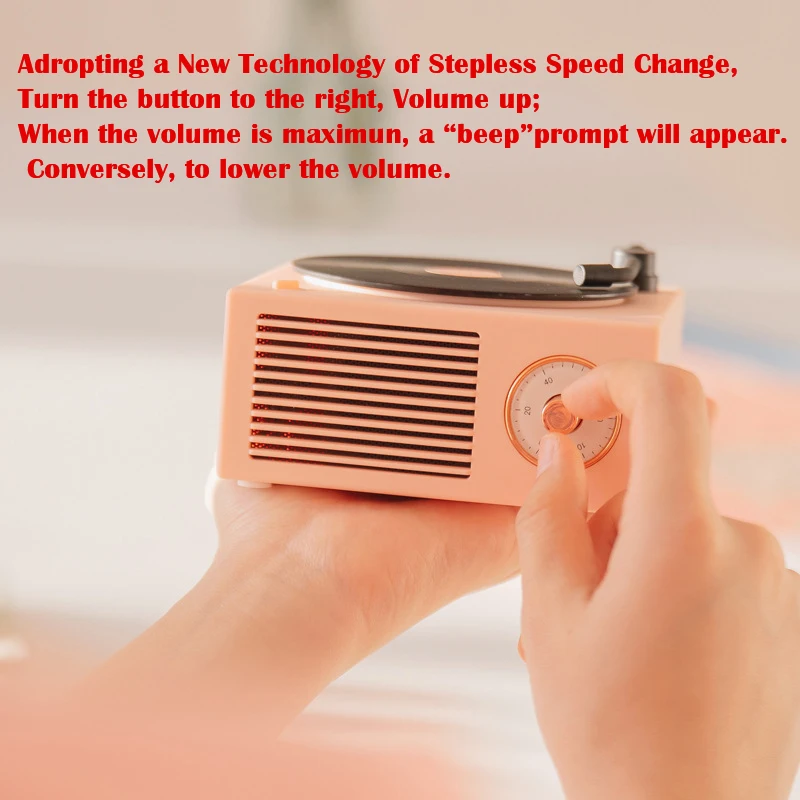 Music Box Type Built-in Bluetooth Stereo Wireless Vintage Retro Microphone Speaker HIFI Aux Support Portable Record Player Shape |