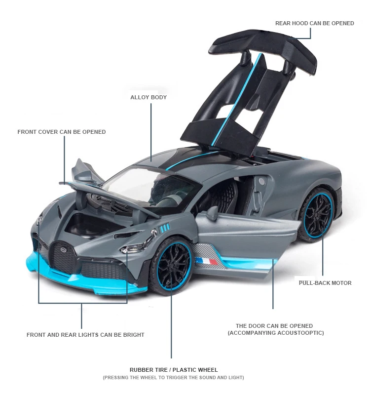 Бесплатная доставка модель автомобиля Bugatti Veyron Divo 1:32 из сплава игрушечный