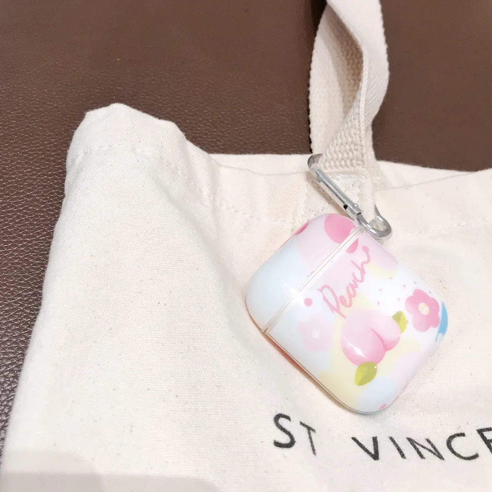 Фруктовый Прозрачный чехол для Airpods прекрасный сладкий персик мизинец вишня идеальный дизайн для Apple Airpods2 bluetooth чехол для наушников