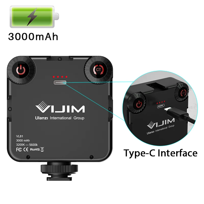 Светодиодный мини светильник Ulanzi VIJIM VL81 3200k 5600K 850LM 6 5 Вт с регулируемой яркостью