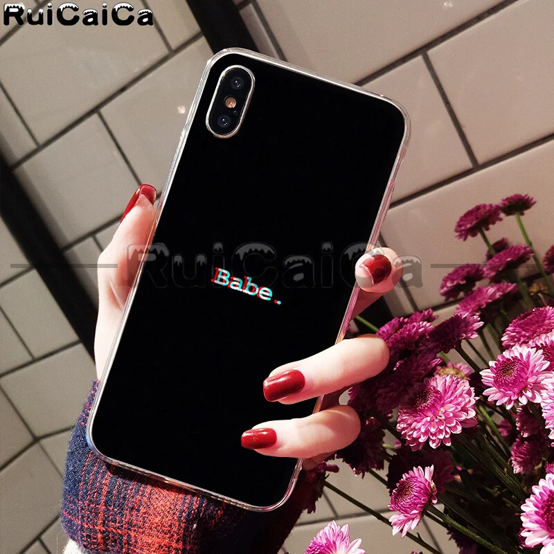 A15 RuiCaiCa Babe babygirl honey line Text art Smart Cover мягкий чехол для телефона Apple iPhone 8 7 6S Plus X XS MAX 5 5S SE XR - Цвет: A15