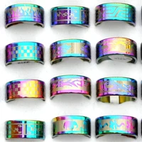 10pcs mixed style blue color stainless steel rings punk style men women ring jewelry wholesale