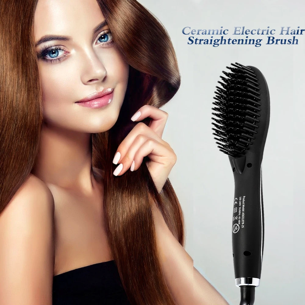 Керамическая электрическая щетка для выпрямления волос выпрямитель расческа