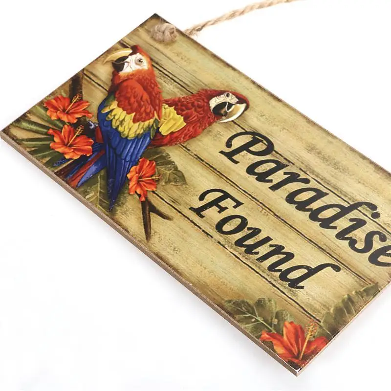 

Rectangle Hawaii Hanging Wall Sign Paradise Found Beach Themed Party Party Decoration