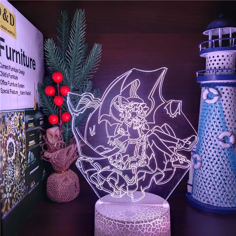 Аниме 3d лампа Touhou Project Remilia Scarlet фигурка ночной Светильник для детей девочек