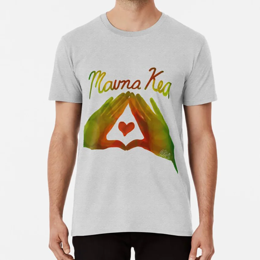 Футболка Mauna Kea защищающая mauna kea heart mountain protest strong alive respect|Мужские футболки| |