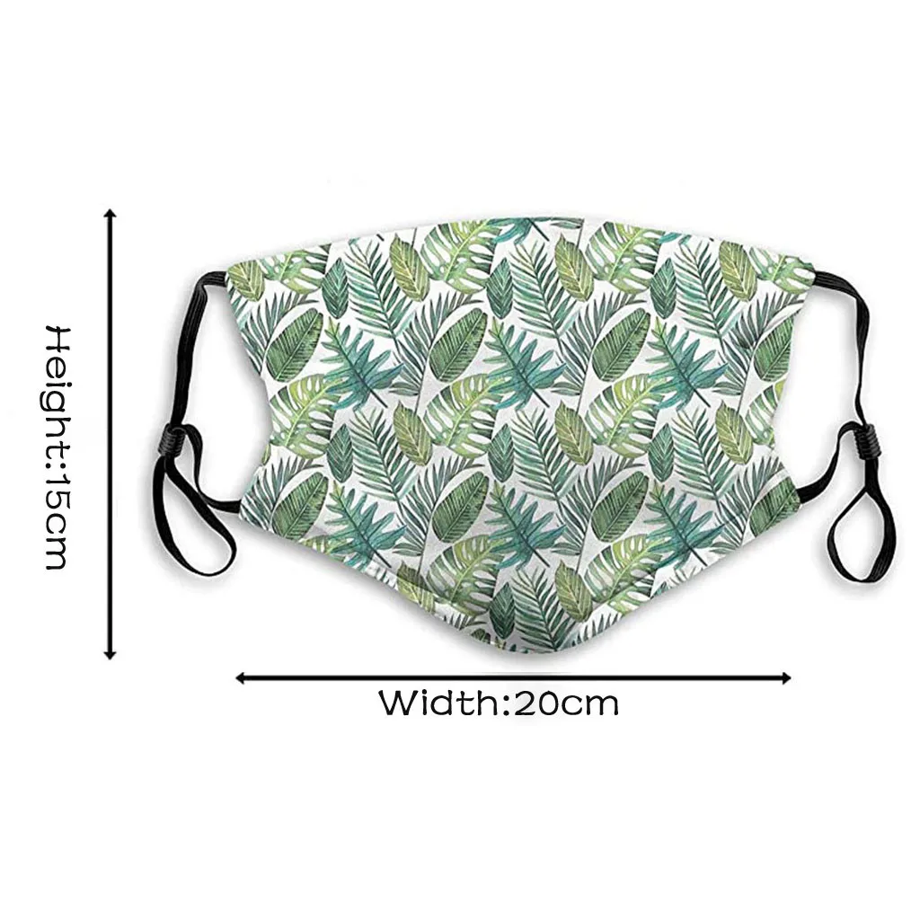 

Adults Plant Printed Reusable Washable Dustproof Breathable Face Mask +2PC Filters Comfortable Sunscreen Windproof Outdoor Mask