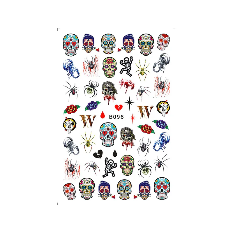 12 листов/Набор наклеек для ногтей на Хэллоуин клейкие наклейки 3D самоклеющиеся |