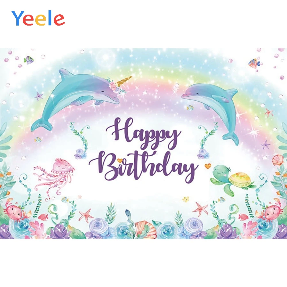 

Rainbow Seabed Dolphin Fish Unicorn Baby Shower Princess Birthday Backdrop Photography Background For Photo Studio Photophone