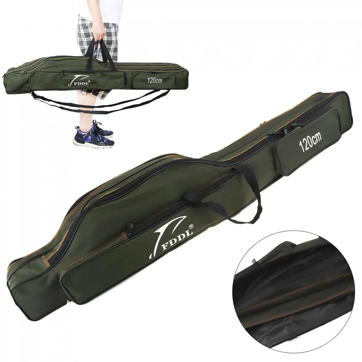 110 см армейский зеленый двухслойный вместительный складной мешок для удочки