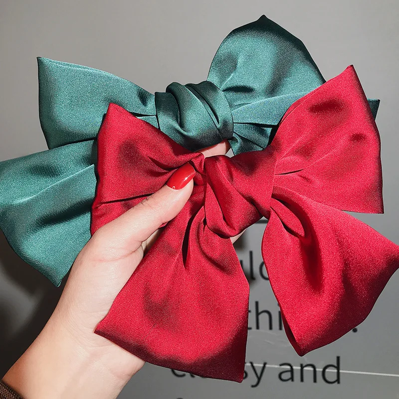 Женская заколка для волос с бантом однотонная Винтажная из шифона аксессуар