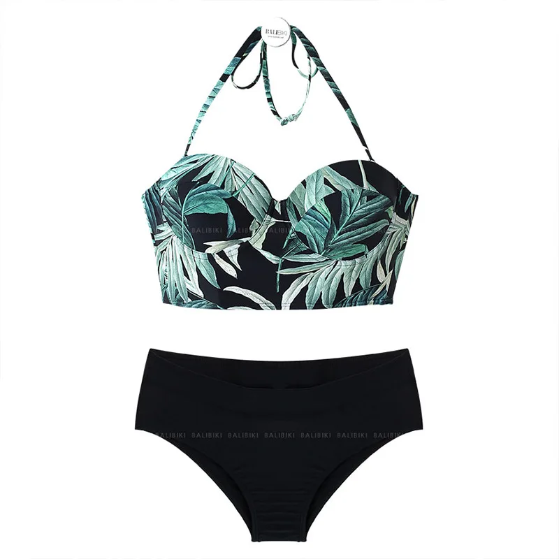 

Swimsuit Women's Two-Piece High Waist Split Small Chest Gathered Thin Bikini Sexy Student Swimwear Female Asian