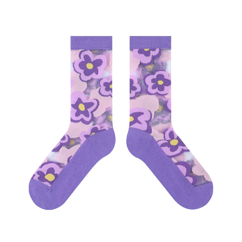 

Women Sock Flower Woman Socks Colorful Womans Crew Casual Cotton Floral Print Sox Girls Spring Summer Cute Trendy Thin Skarpetki