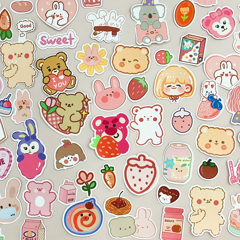 

90 шт. Симпатичные розовые в стиле Ins, медведь, фотожурнал, коллаж, телефон, дневник, альбом, счастливый планировщик, подарок, герметичное укра...