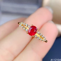 kjjeaxcmy fine jewelry 925 sterling silver inlaid natural ruby women elegant popular oval adjustable gem ring support detection