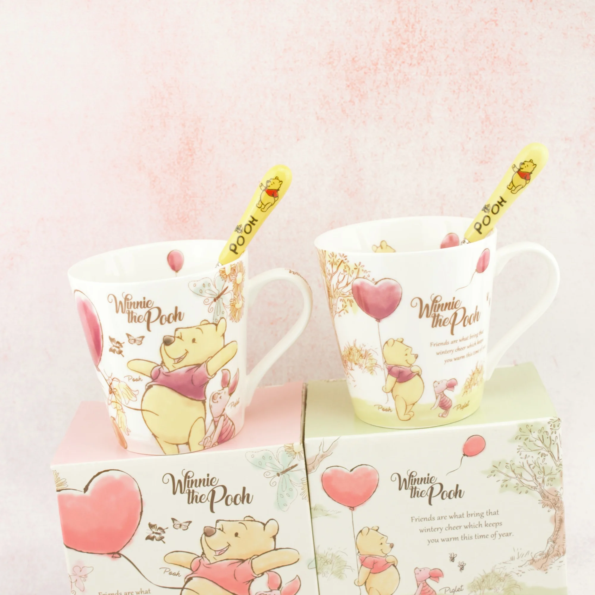 Taza de cer&aacute;mica de personajes de dibujos animados de Disney, Winnie the Pooh, Taza de cer&aacute;mica creativa, taza de agua de boca grande para pareja-4