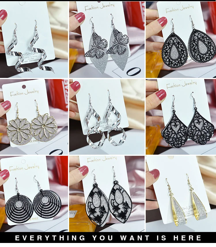 Серьги iMaySon с золотыми блестками легкие металлические сетчатые висячие