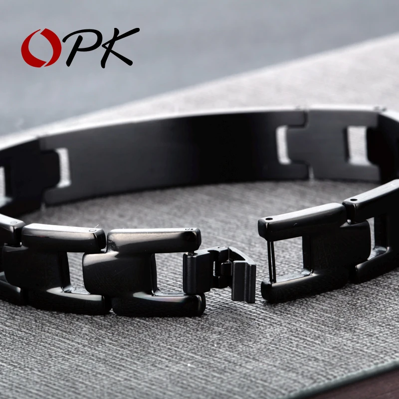 OPK Мужская цепочка & Link модные гладкие/крестообразные браслеты из нержавеющей