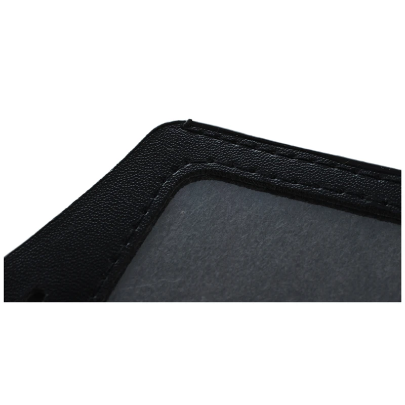 

5 Pcs Black Clear Faux Leather Business ID Card Badge Holder