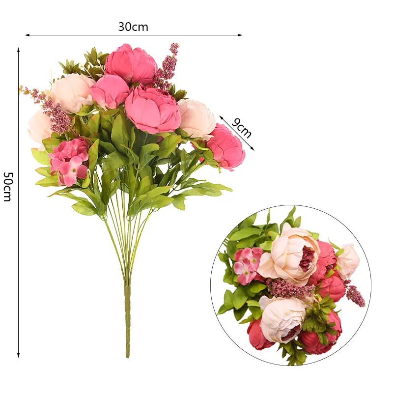 

1Bunch European Artificial Peony Flowers Silk Fake Flowers Wedding Party Home Decoration Flower Bouquet Wreath DIY Scrapbooking