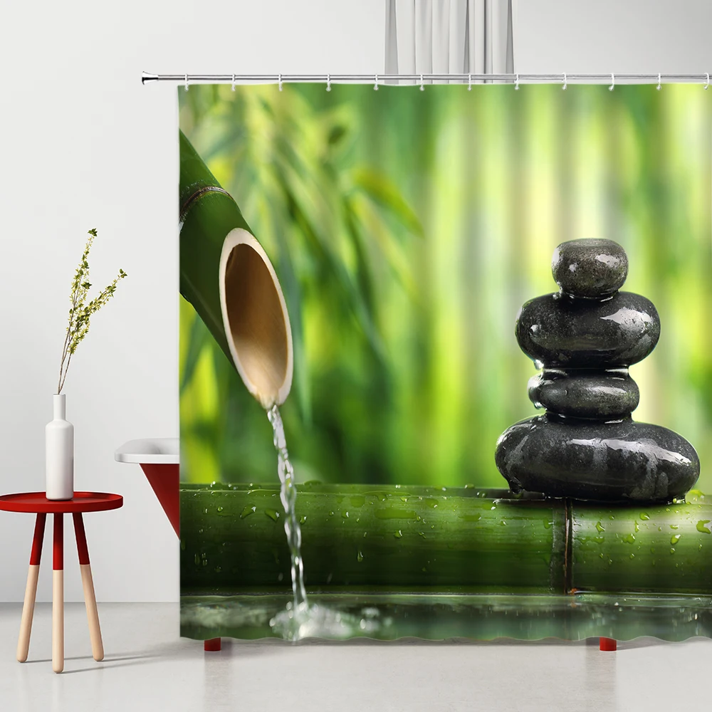 Из мультфильма Холодное сердце каменная Ванна Шторы 3D Зеленый бамбук и цветок