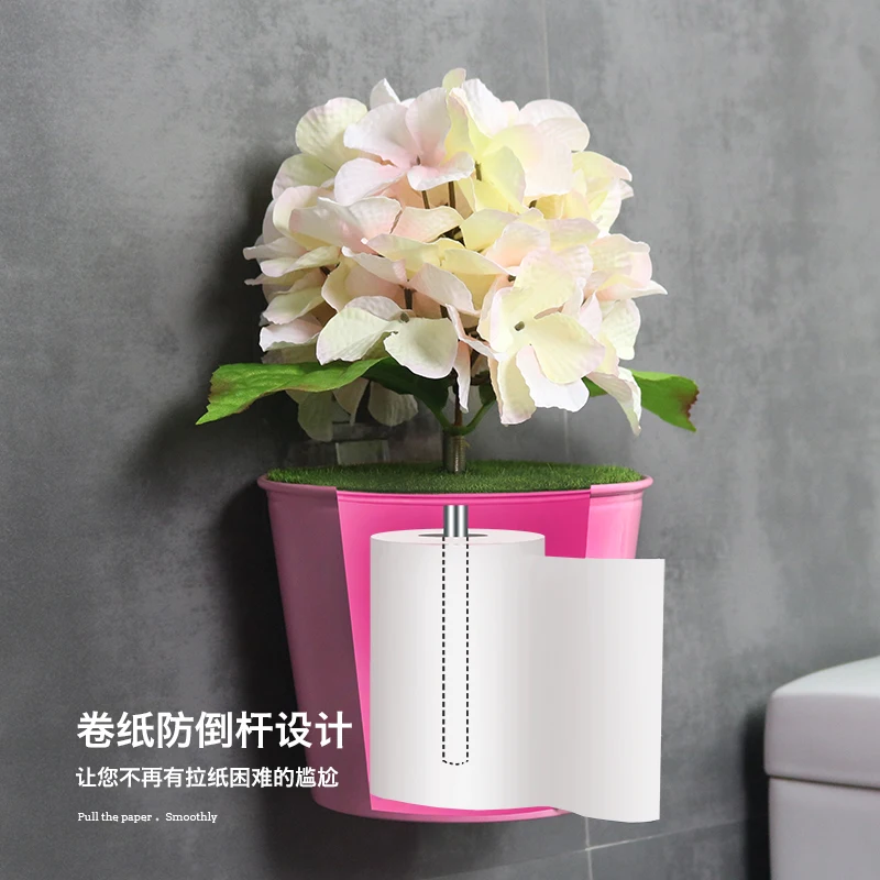 

Toilet Wall Mounted Tissue Box Cute Metal Creative Round Tissue Organizer Holder Porte Papier Toilette Roll Paper Box KK60ZJ