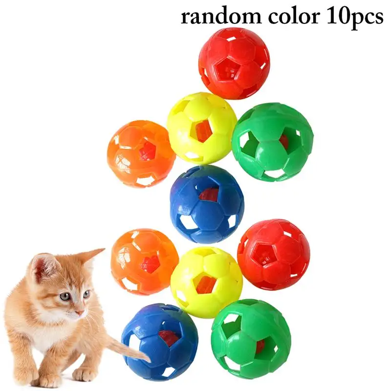 

1 Pcs Plastic Hollow Cat Ball Toy Interactive Cats Chew Rattle Scratch Toys Solid Color Mini Soccer Ball For Pet Kitten Cat Toys